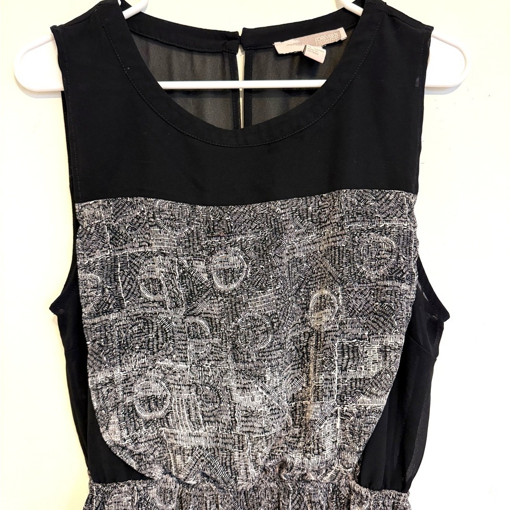 2/$15 Forever 21 - Black & Gray Patterned Sleeveless Mini Dress Size Large - Picture 3 of 8